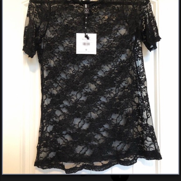 🎴 Fitted Lace Tee Black XL Agnes & Dora - Picture 6 of 8
